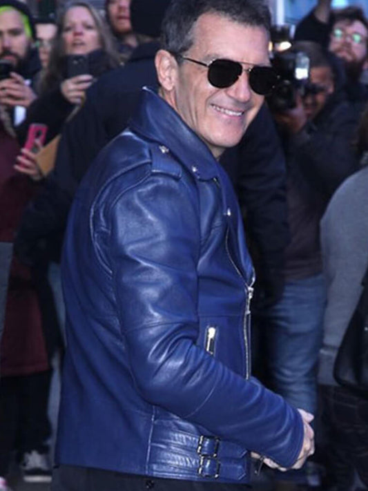 Antonio Banderas Unchartered Biker Leather Jacket Black Friday Sale
