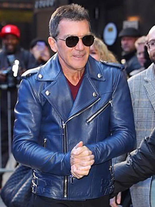 Antonio Banderas Unchartered Blue Leather Jacket