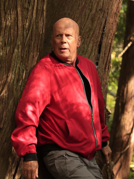 Apex Bruce Willis Red Bomber Cotton Jacket