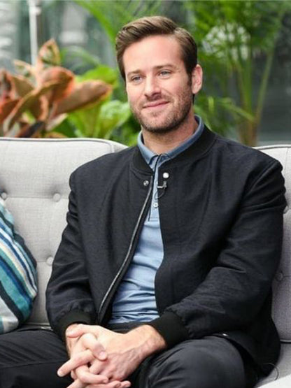 Armie Hammer Black Cotton Jacket Hot Sale