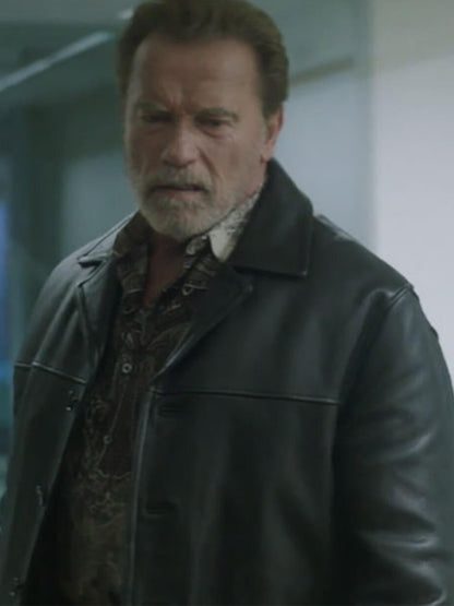 Arnold Schwarzenegger Aftermath Black Leather Coat Buy now
