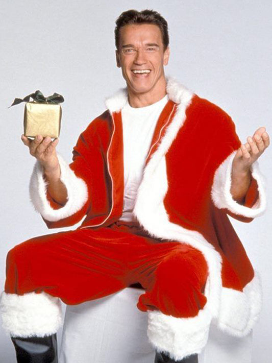Arnold Schwarzenegger Red Santa Claus Christmas Velvet Coat Free Shipping UK USA Canada