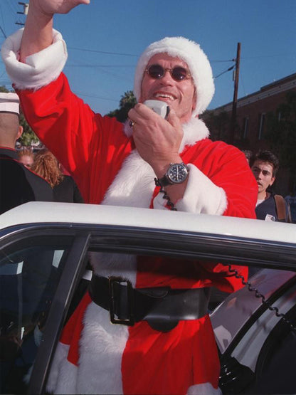 Arnold Schwarzenegger Red Santa Claus Christmas Velvet Coat