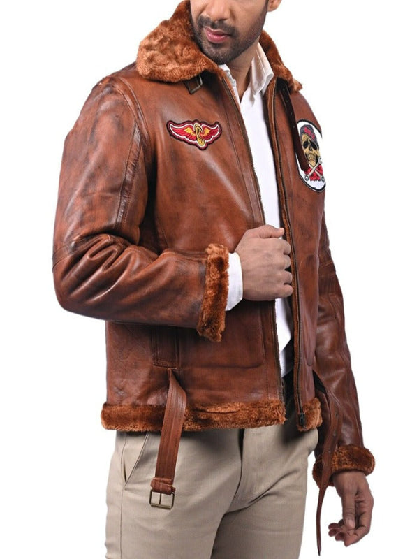 B3 Bomber Aviator Vintage Brown Leather Jacket Gifts for Him