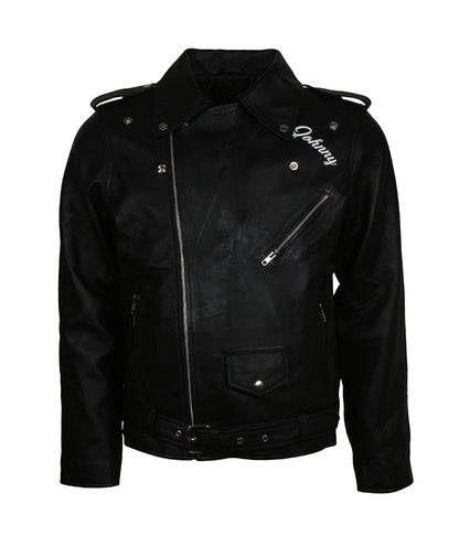 BRMC Motorcycle Club Johnny Strabler Black Leather Jacket Free Shipping