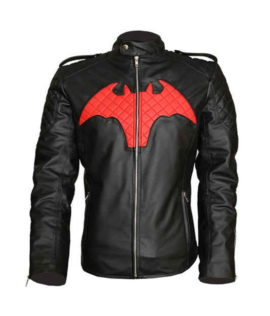 Batman Beyond Red and Black Leather Jacket Halloween Sale