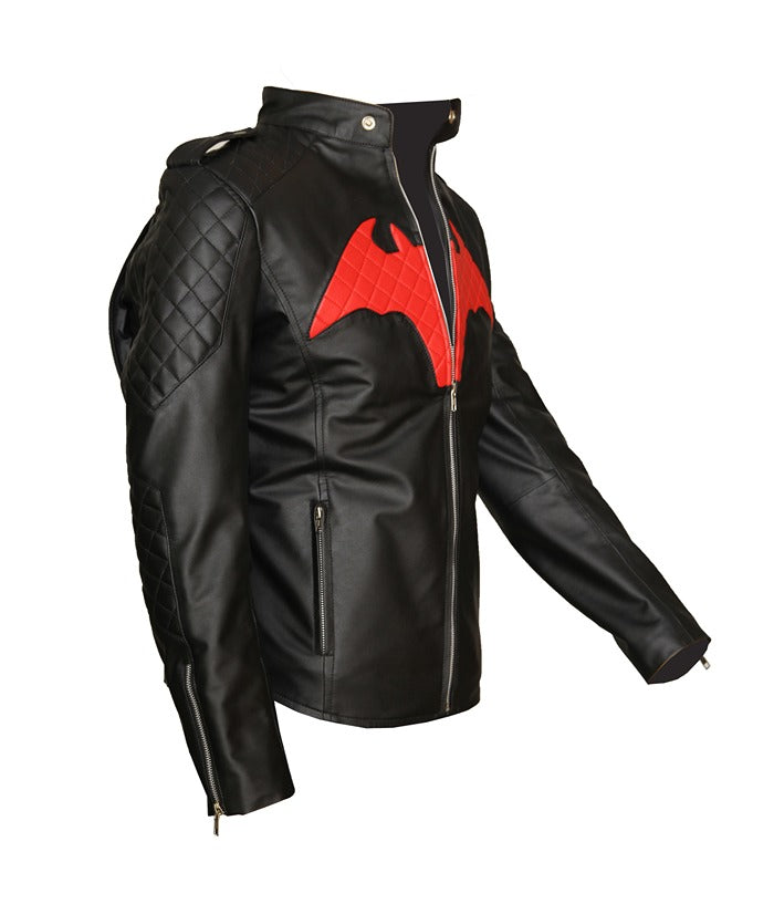 Batman Beyond Red and Black Leather Jacket Winter Sale Cosplay
