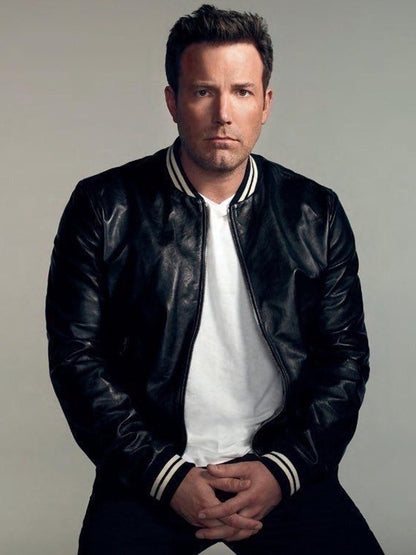 Ben Affleck Leather Bomber Black Jacket Black Friday Sale