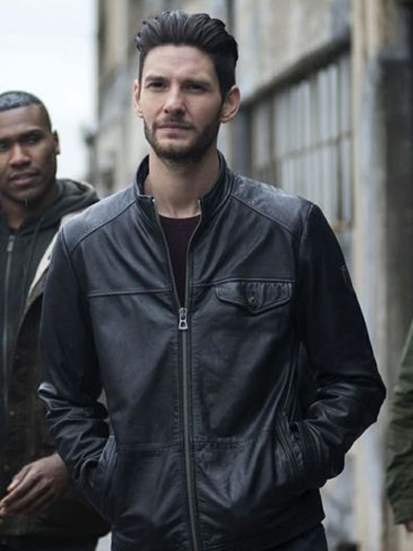 Ben Barnes Biker Black Leather Jacket Free Shipping Worldwide