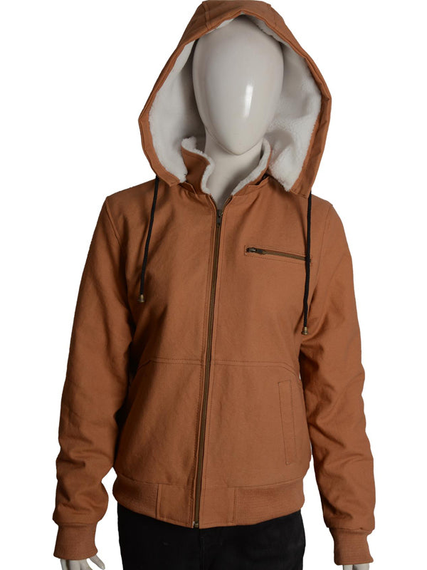 Beth Dutton Yellowstone Brown Cotton Hooded Jacket Free Shipping UK USA Canada