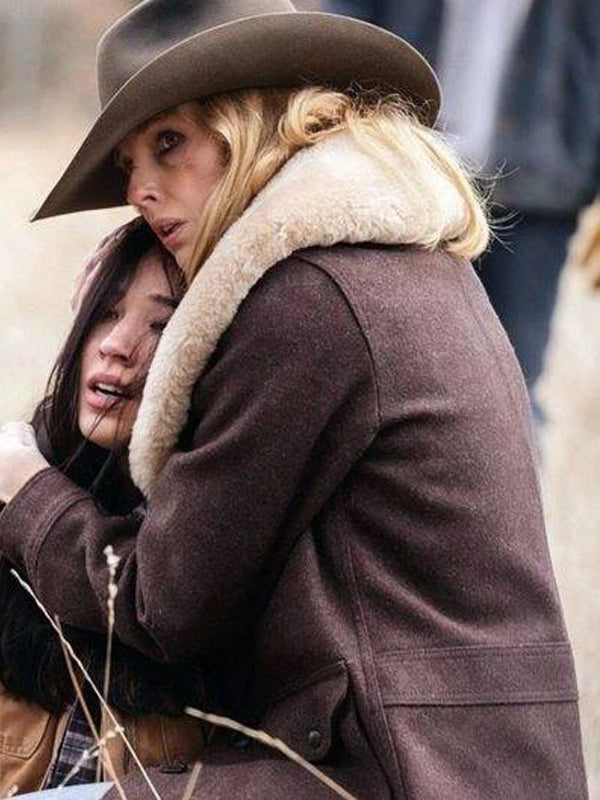 Beth Dutton Yellowstone Brown Vintage Wool Coat Christmas Sale