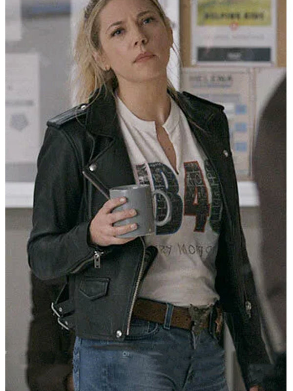 Big Sky Jenny Hoyt Biker Black Leather Jacket