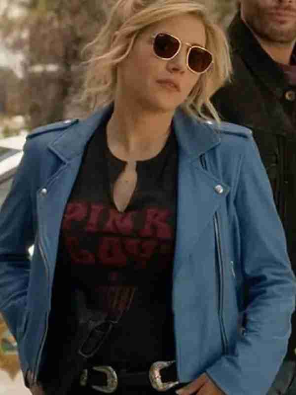 Big Sky Jenny Hoyt Blue Biker Leather Jacket Shop now
