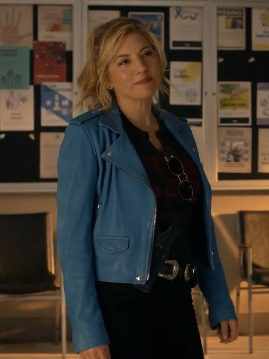 Big Sky Jenny Hoyt Blue Biker Leather Jacket