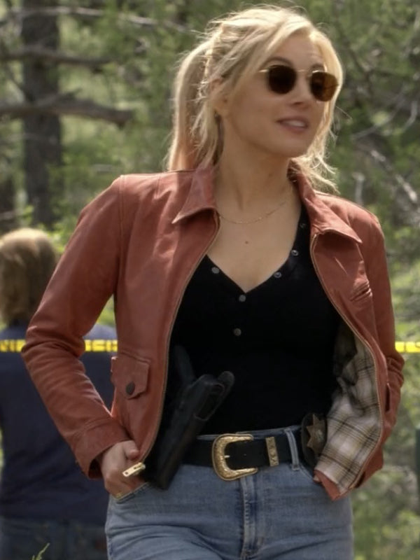 Big Sky Jenny Hoyt Brown Leather Jacket Free Shipping UK USA Canada