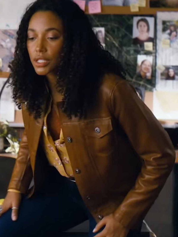 Big Sky Kylie Bunbury Brown Women Leather Jacket on Sale