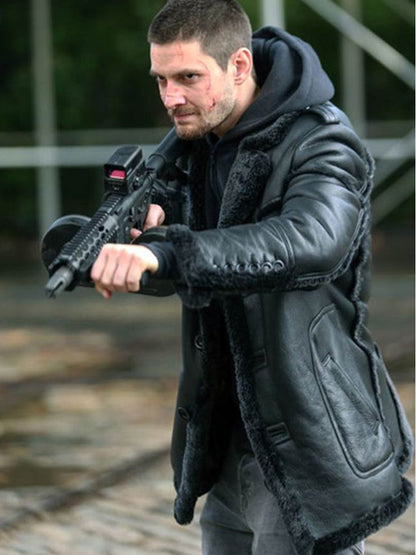 Billie Russo The Punisher Black Leather Winter Coat on Sale