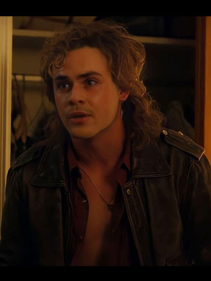 Billy Hargrove Stranger Things Brown Bomber Leather Jacket Black Friday Sale