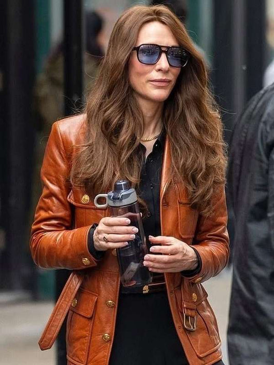 Black Bag Cate Blanchett Tan Leather Jacket