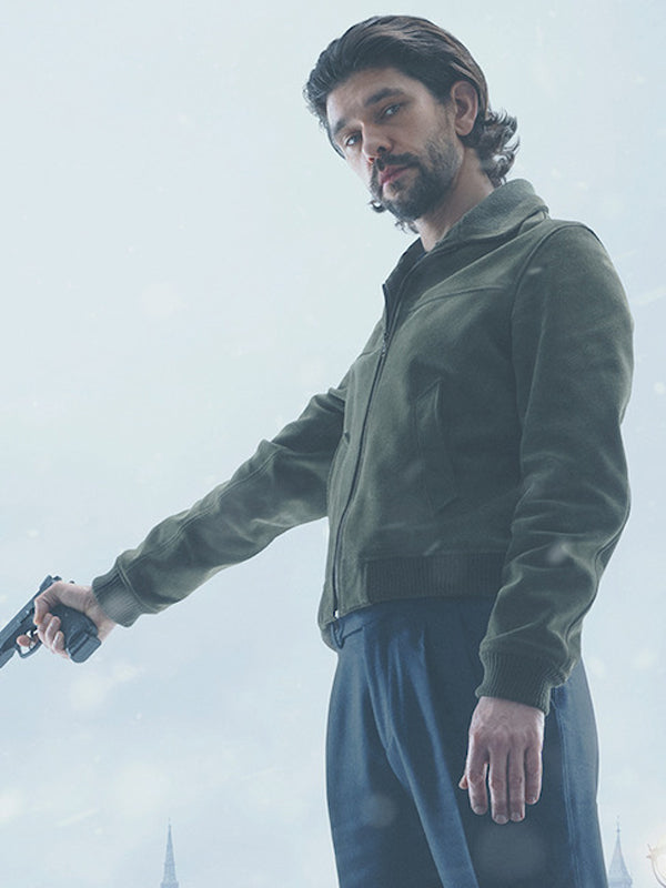 Black Doves Ben Whishaw Green Leather Suede Jacket Buy now