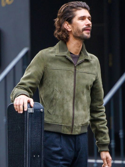 Black Doves Ben Whishaw Green Leather Suede Jacket Hot Sale