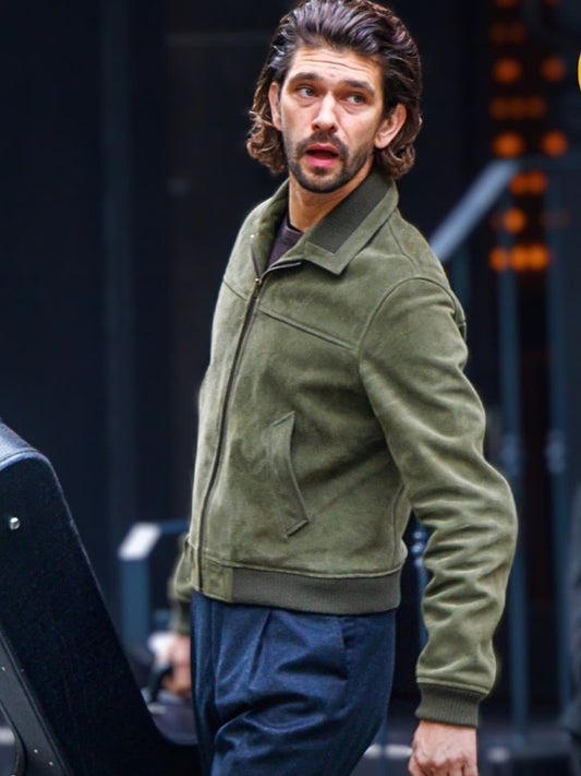 Black Doves Ben Whishaw Green Leather Suede Jacket