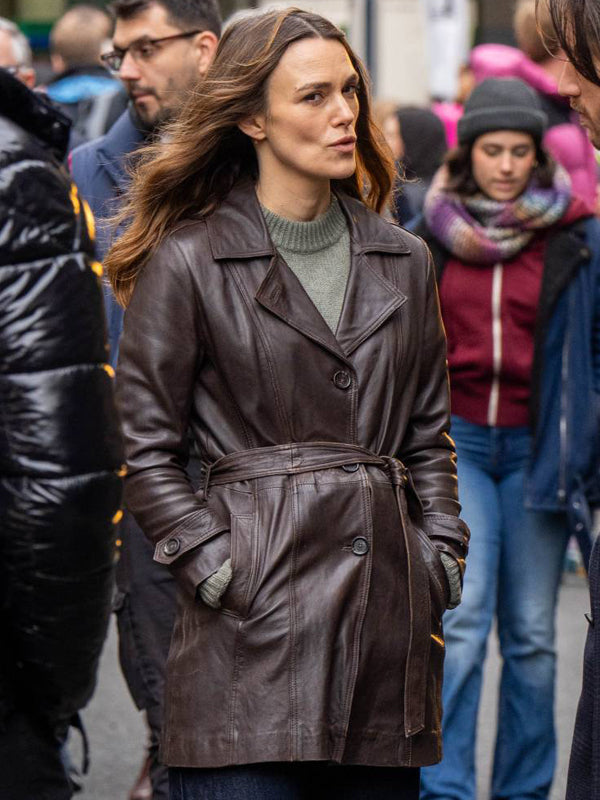 Black Doves Keira Knightley Brown Leather Coat Buy now