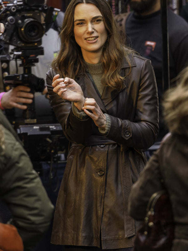 Black Doves Keira Knightley Brown Leather Coat Christmas Sale