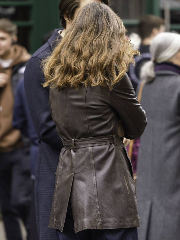 Black Doves Keira Knightley Brown Leather Coat Easter sale