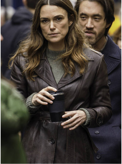 Black Doves Keira Knightley Brown Leather Coat Shop now