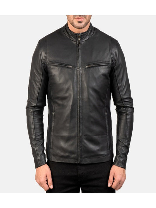 Black Vintage Mens Classic Biker Leather Jacket