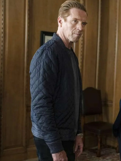 Blue Billions Damian Lewis Bomber Quilted Jacket Free Shipping UK USA Canada