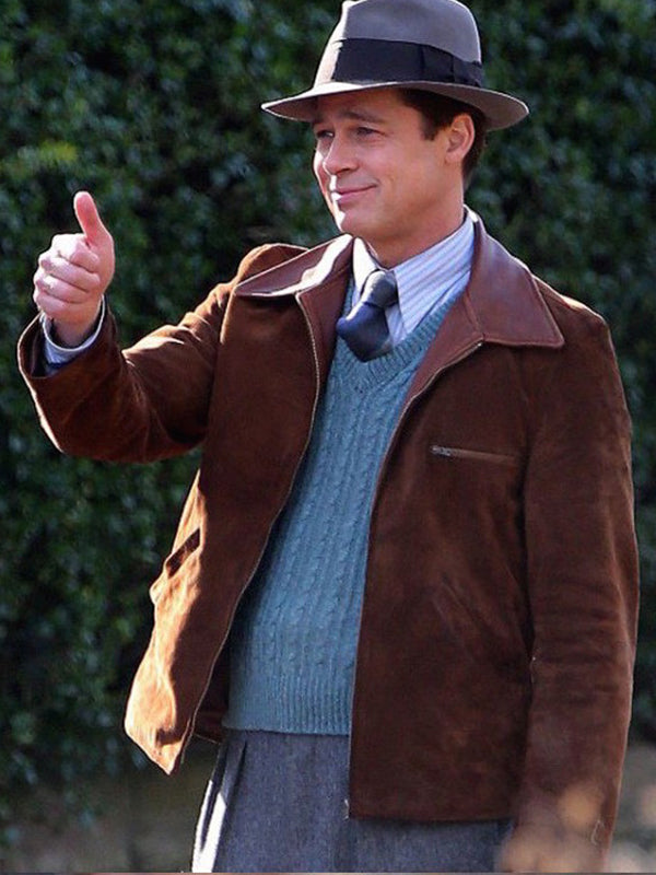 Brad Pitt Allied Brown Leather Suede Jacket Easter Sale