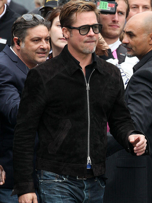 Brad Pitt F1 Suede Leather Black Jacket Easter Sale