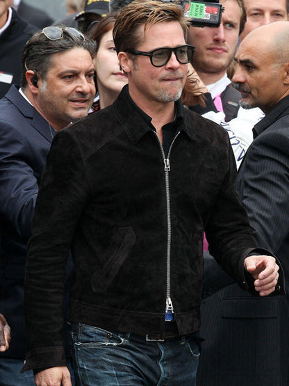 Brad Pitt F1 Suede Leather Black Jacket Easter Sale