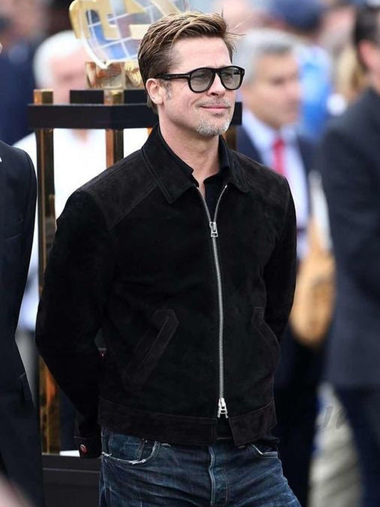 Brad Pitt F1 Suede Leather Black Jacket