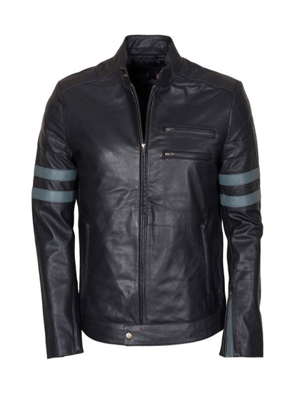 Brad Pitt Fight Club Mayhem Biker Black Leather Jacket