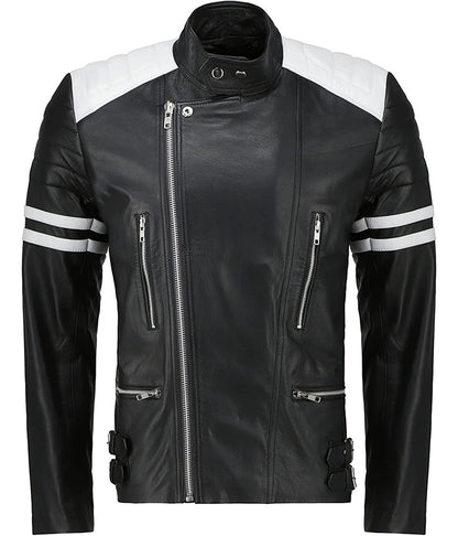 Brad Pitt Fight Club Mayhem Black Leather Jacket Black Friday Sale