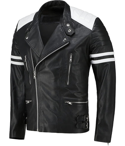 Brad Pitt Fight Club Mayhem Black Leather Jacket Free Shipping