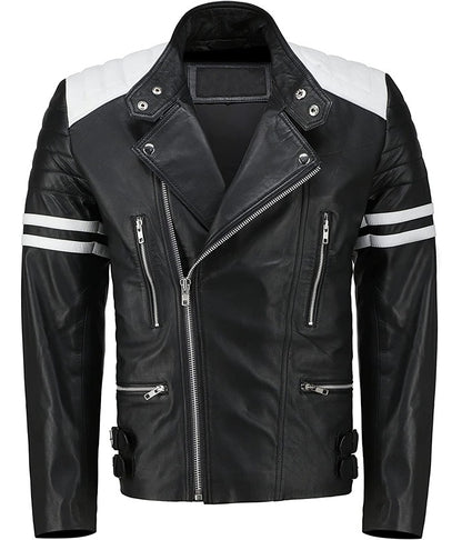 Brad Pitt Fight Club Mayhem Black Leather Jacket Gifts for Him