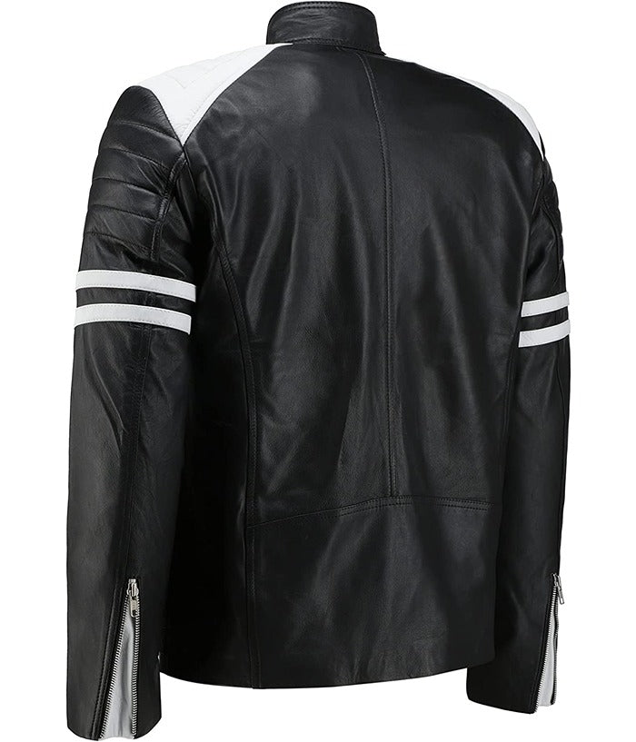 Brad Pitt Fight Club Mayhem Black Leather Jacket herren lederjacke