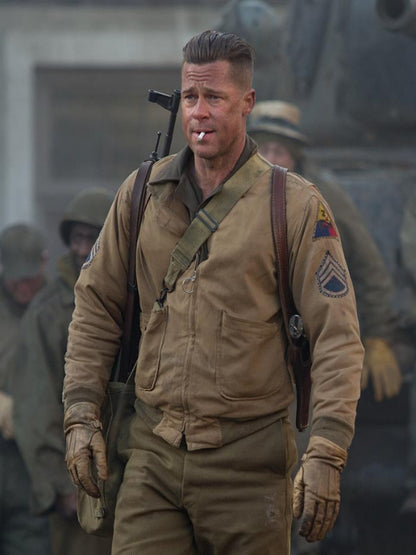Brad Pitt Fury WW2 Pilot Bomber Aviator Jacket Buy now