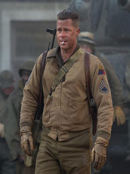Brad Pitt Fury WW2 Pilot Bomber Aviator Jacket Buy now