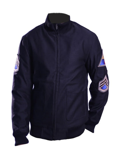 Brad Pitt Fury WWII Blue Bomber Jacket