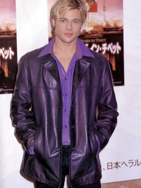 Brad Pitt Vintage Leather Black Coat