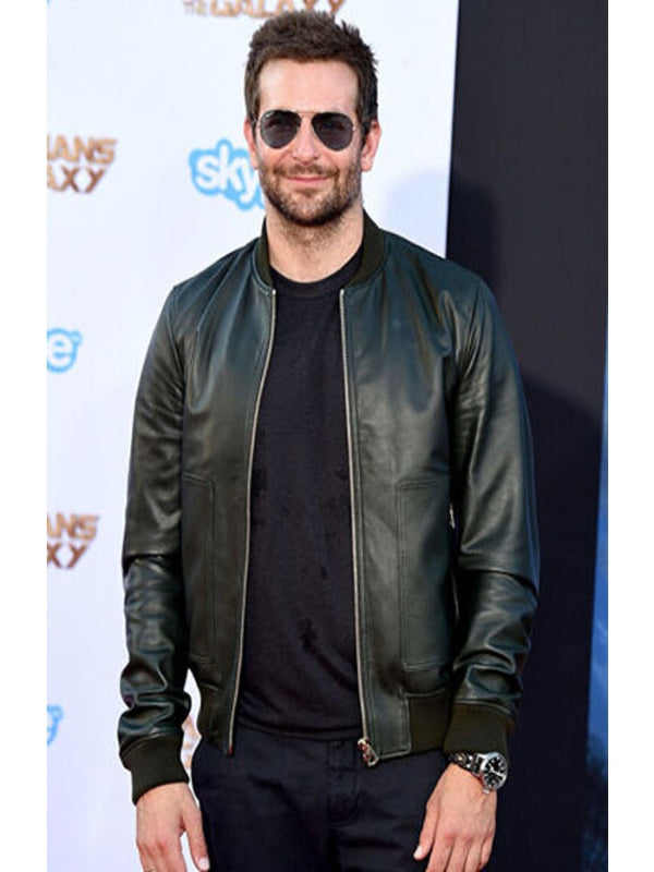 Bradley Cooper Bomber Green Leather Jacket
