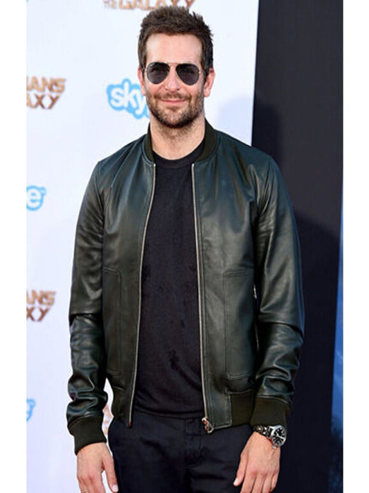Bradley Cooper Bomber Green Leather Jacket