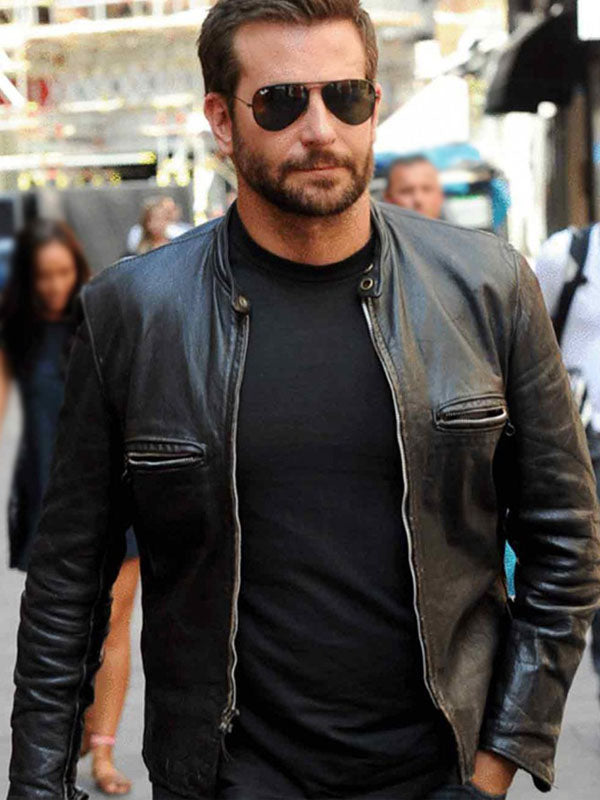 Bradley Cooper Burnt Black Biker Leather Jacket Designer Jacket sale shop now