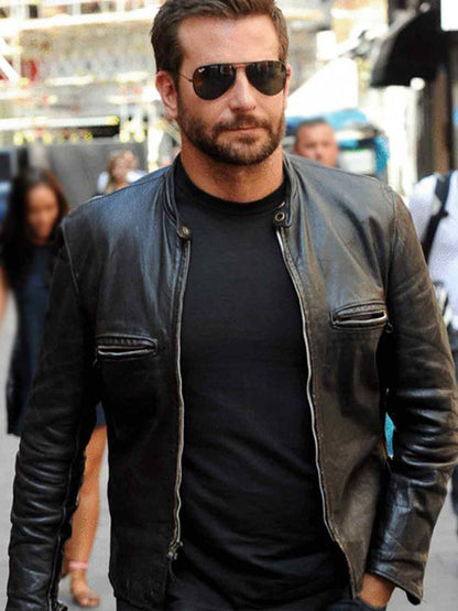 Bradley Cooper Burnt Black Biker Leather Jacket Designer Jacket sale shop now
