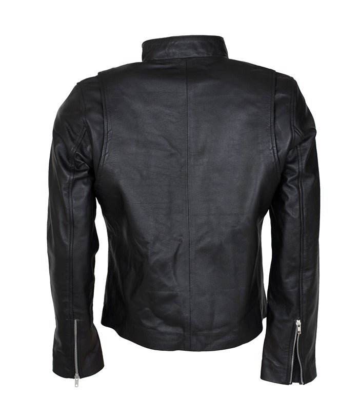 Bradley Cooper Burnt Black Biker Leather Jacket Mens Black Friday sale Christmas